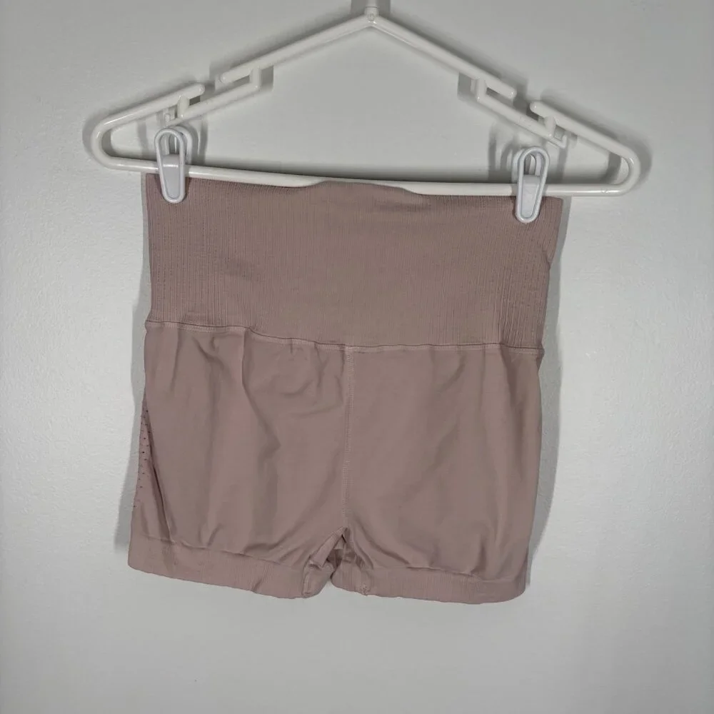 FP Movement Women M/L Blush Pink Cutout High Rise Good Karma Running Shorts